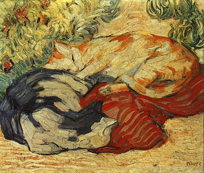 Franz Marc Cats on a Red Cloth